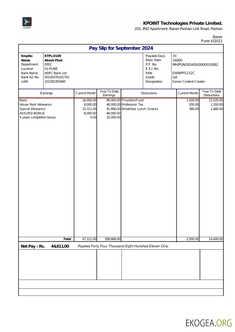 Modèle de fiche de paie KPOINT Technologies aux formats Word et PDF.pdf, 1